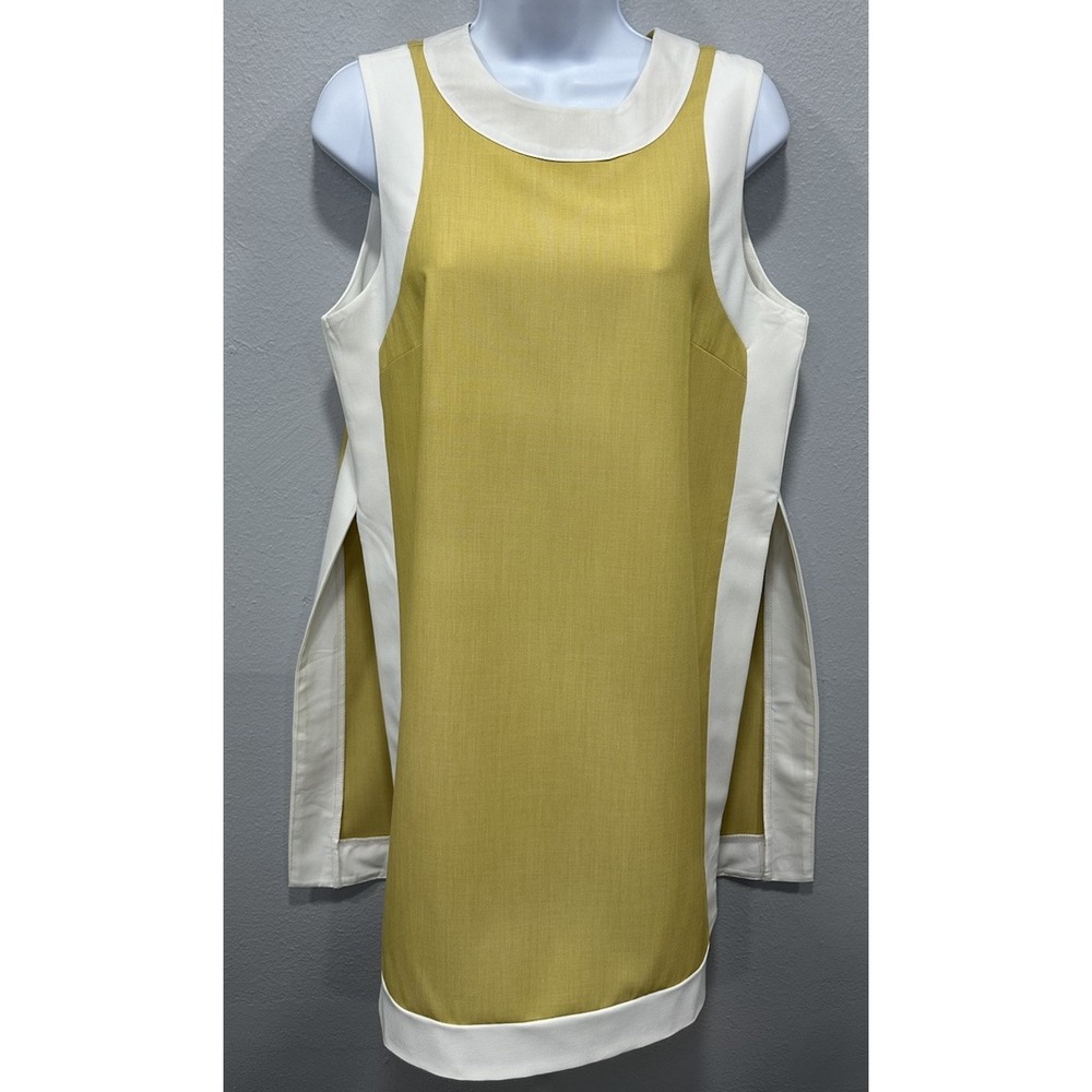 Fashion Clothing Tunic Top Womens Medium Sleeveless Pullover MustardWht Pullover